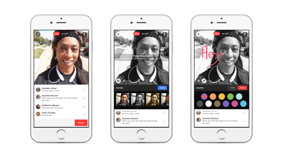 Facebook直播加入新功能 將能邀請朋友、套用濾鏡還能用心情按鈕回應!