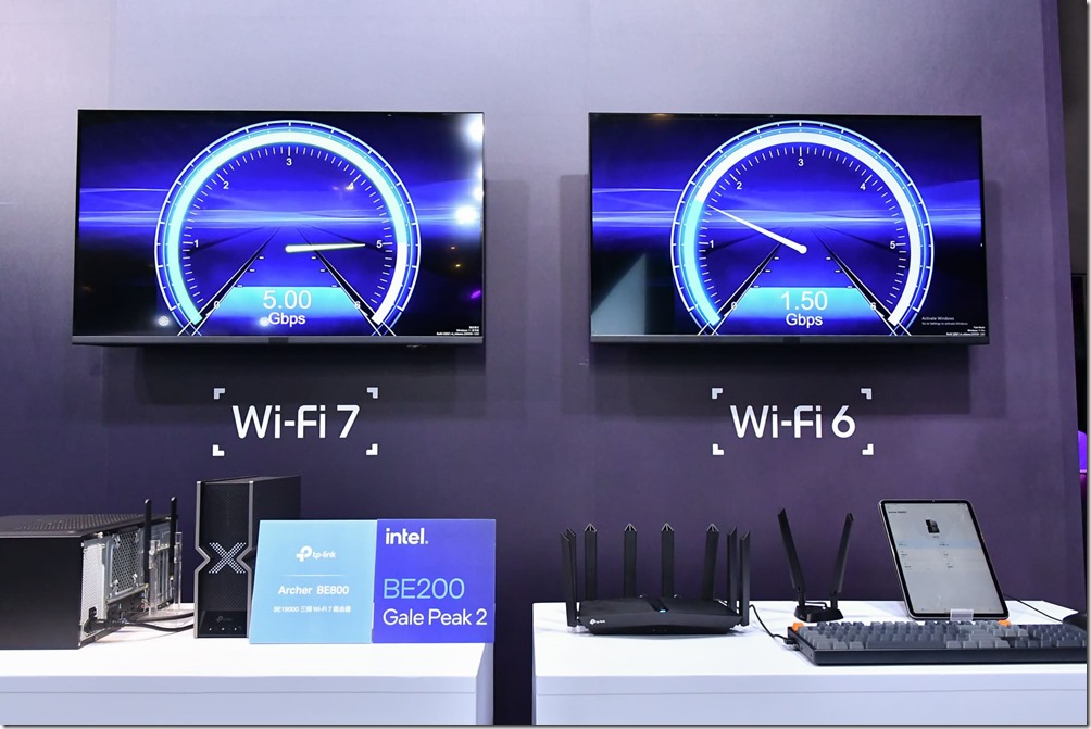 英特爾與TP-Link合作，透過雙方頂尖的Wi-Fi 7產品，完整發揮 Wi-Fi 7的性能，實測出比Wi-Fi 6快4倍的速度
