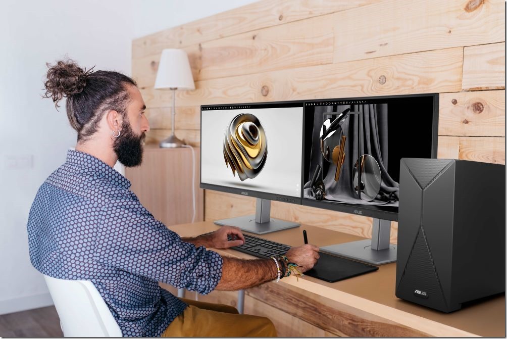 ASUS S501MER電競桌機以當代建築美學為靈感，打造獨特幾何外型，有別於一般電競桌機，低調沉穩，完美融入任何空間。