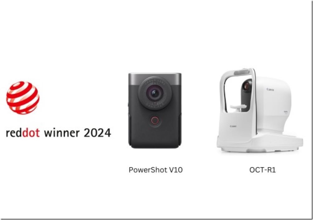 PowerShot V10 Vlog相機 及 OCT-R1 眼科光學斷層掃描器 榮獲2024年紅點設計大獎肯定