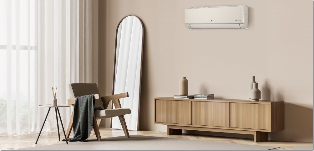 【新聞圖片1】LG ARTCOOL潮酷系列變頻空調推出霧面米、鏡面黑兩款美型色系，以簡約的韓系風格打造時尚有型的室內空間