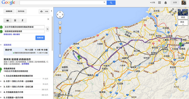 自行開車路線圖 （由北南下）