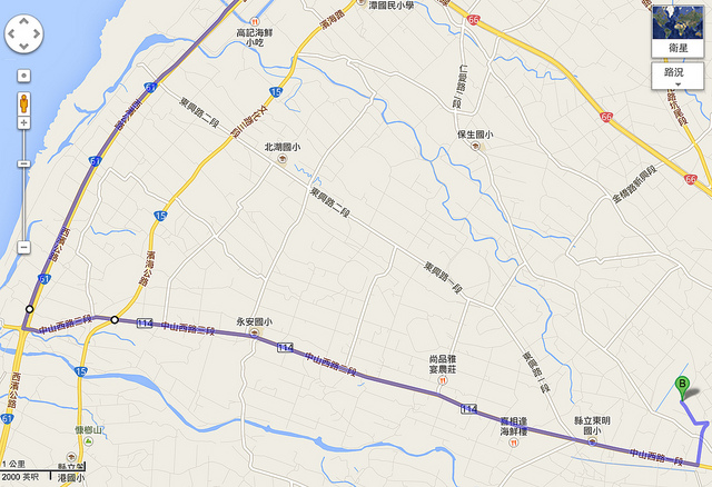 自行開車路線圖 （由北南下）