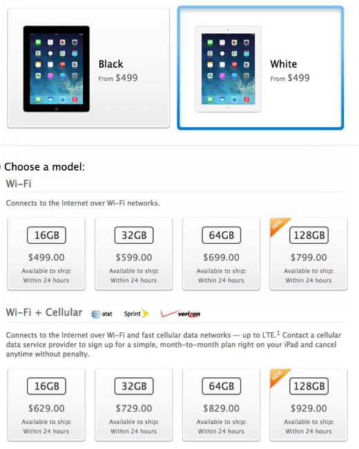 iPad 4 price USD