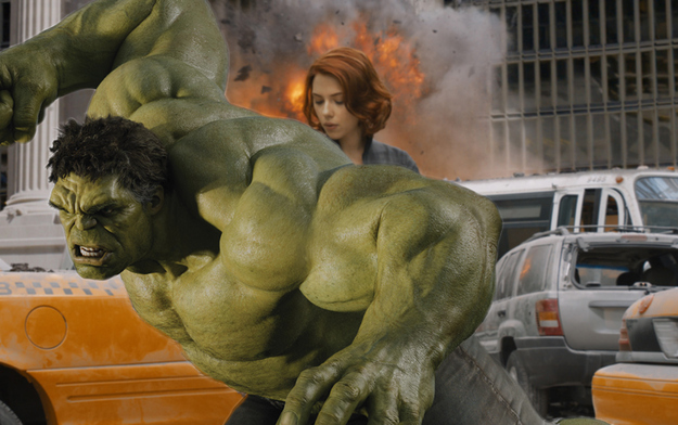 She could shoot all her battle scenes while behind the Hulk.