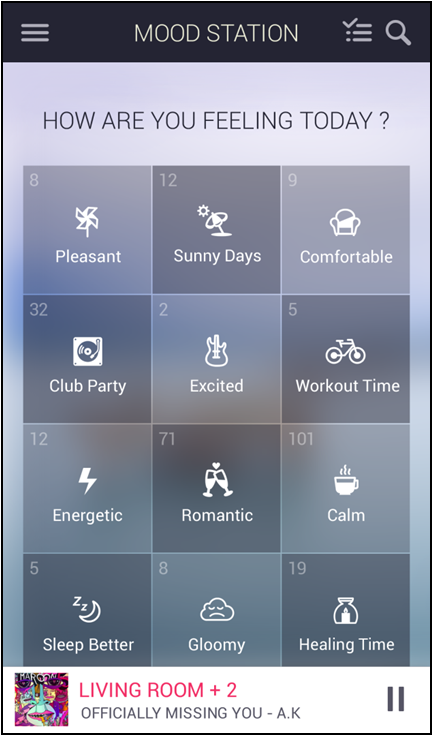 LG MUSIC flow P7智慧藍牙揚聲器可結合專屬App，透過mood station功能，將手機及裝置中的音樂做心情分類。