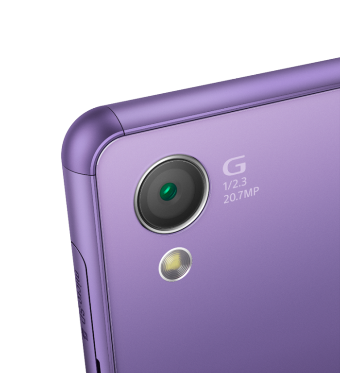 圖3_Xperia Z3微薰紫搭載2070萬畫素相機，採用Sony 的G鏡頭，並是全世界第一款擁有ISO 12800超高感光度的智慧型手機