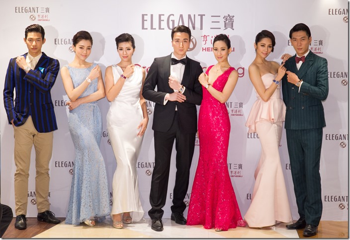 亨得利三寶名錶重新開幕，李曉涵（右三）率領凱渥名模群華麗展演7大品牌精湛錶款。