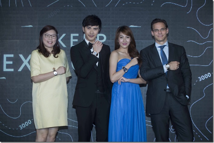 左起依序為台灣萬寶龍總經理丁祖蓉、爆紅大馬藝人謝佳見、新生代女星楊晴，以及萬寶龍鐘錶部門董事總經理Alexander Schmiedt。