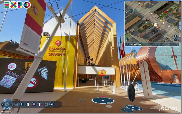 世博會的實體展覽透過3D地圖完整呈現，本圖為西班牙展館導覽