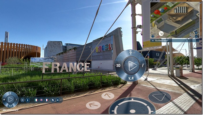 搭載地理定位功能的虛擬導覽進階版帶領遊客進入法國展館導覽