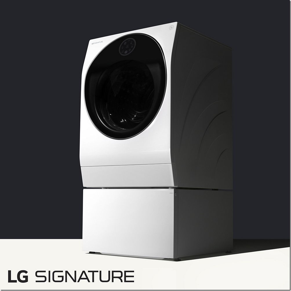 LG SIGNATURE 24 吋滾筒洗衣機較從前任何機型都更為耐用、便利與精巧，在主機身下方底座具有的獨特迷你洗衣槽(MINI Wash)。