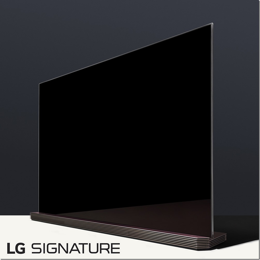 LG SIGNATURE OLED TV於2016 CES大展中榮獲「最佳創新」獎項，它消除了所有讓觀賞者在身歷其境體驗中，會造成分心的不必要元素，並將優雅與簡約的設計發揮到極致。