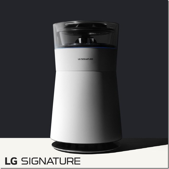 LG SIGNATURE空氣清淨機搭載創新的透明面板，讓空氣清淨的過程更加具體化，成為視覺體驗，更具備先進的Aqua-Cyclone功能，能夠善用水的特性，過濾有害的化學物質與污染物，並讓房間快速回到舒適的濕度。