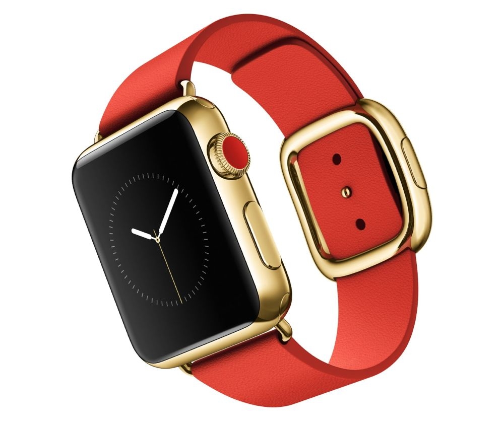 (林口OUTLET限定)Apple Watch 38mm 18K金錶殻鮮紅時尚環扣錶帶，原價570,000元、特價285,000元。(全新品)