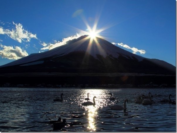 圖9：「鑽石富士」的最佳觀賞點為日落時分的山中湖