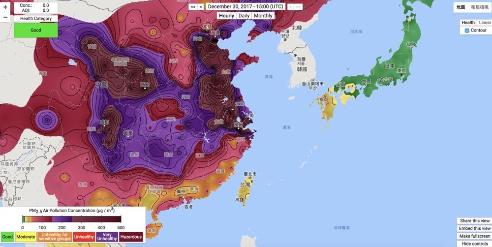 中國 PM2.5 出現黑洞破表 2018 跨年「呼吸」請注意！