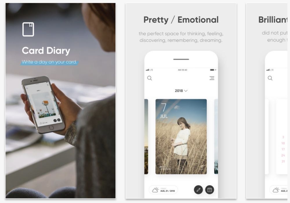 Apple 推薦 介面簡潔 清爽俐落日記 app -《 Card Diary 》