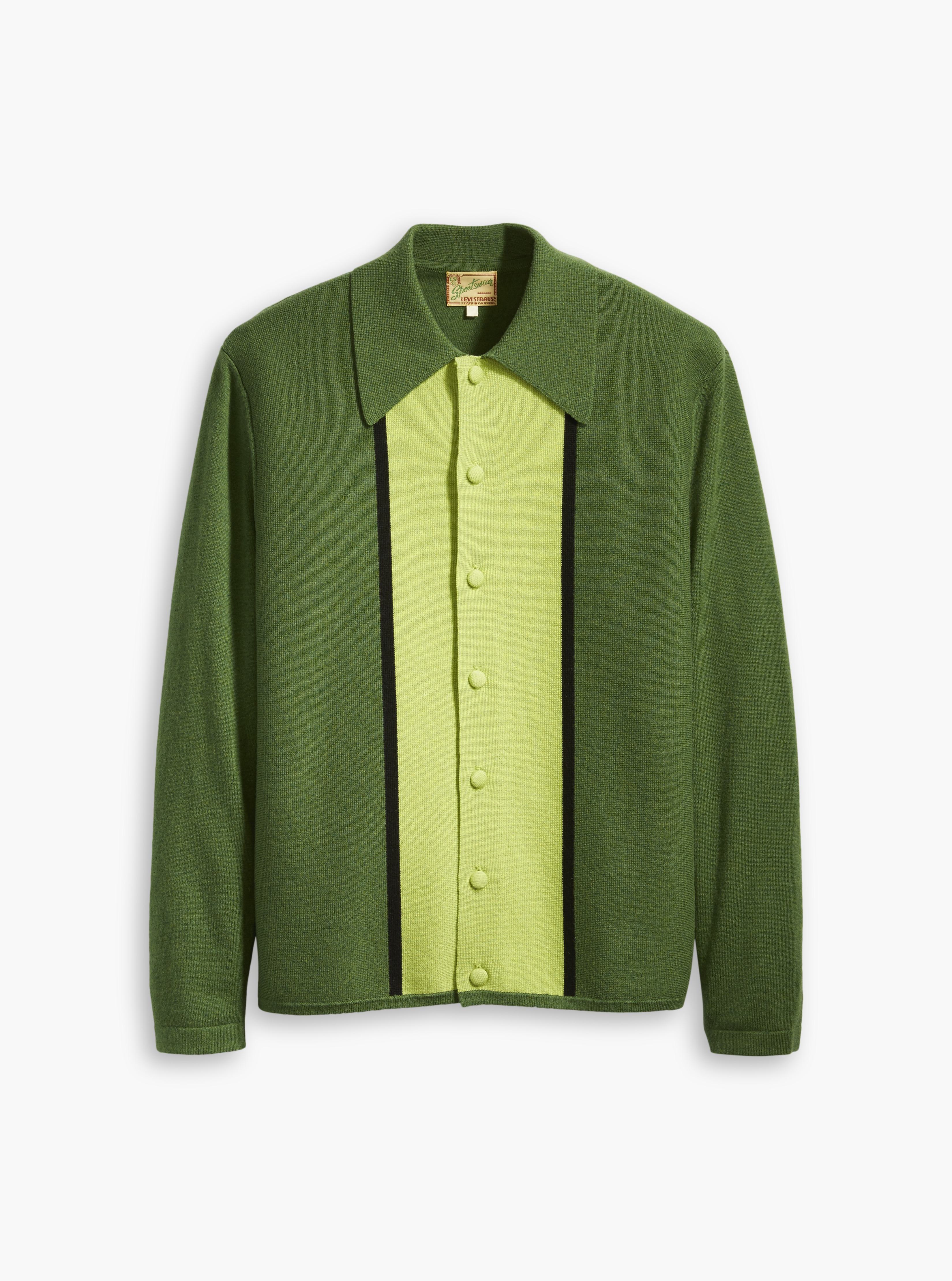 LVC秋冬系列綠色拼接襯衫