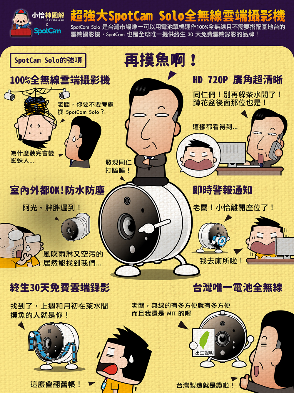 SpotCam Solo全無線攝影機 電池 家用監視器