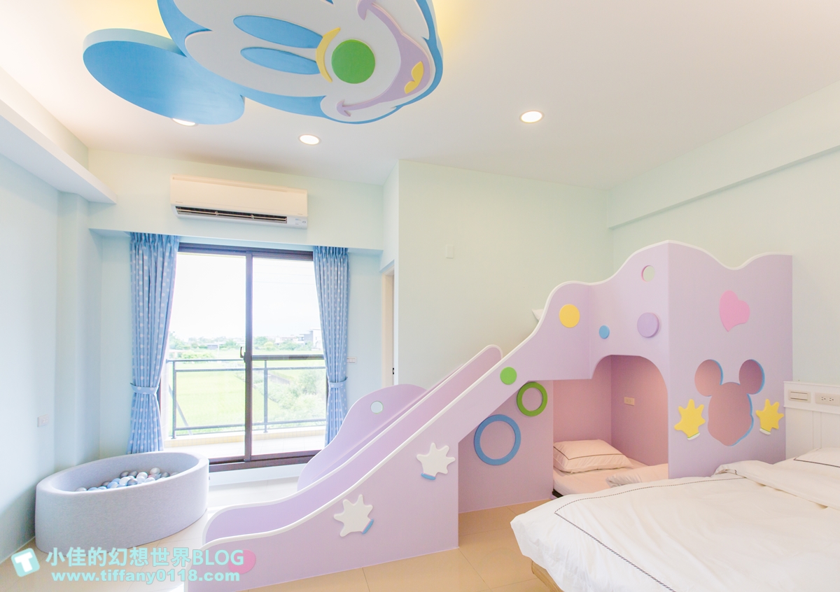 [宜蘭民宿推薦‧冬山]情園親子民宿1館/溜滑梯主題房型+木作帳篷屋+球池+大片田野風光