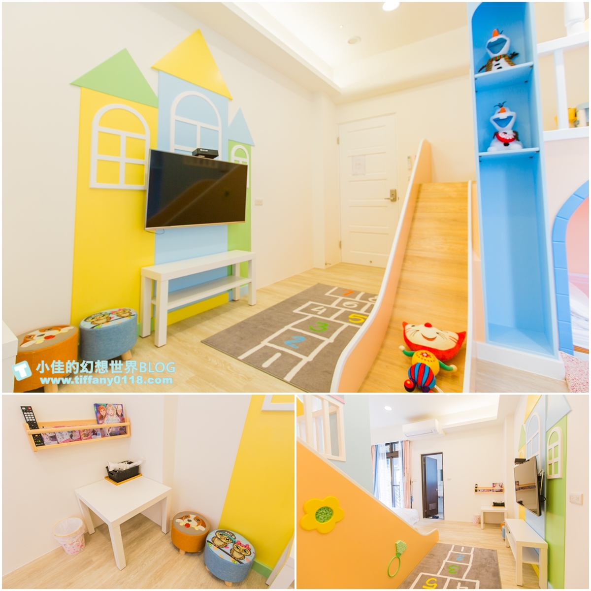 [宜蘭民宿]童樂天親子童玩民宿/米奇元素遊樂園大廳+馬可龍繽紛色系的主題滑梯房/宜蘭童玩節民宿推薦