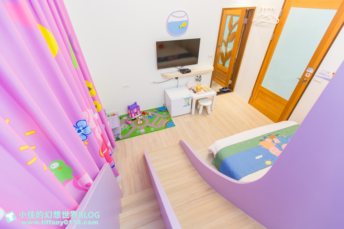 [宜蘭民宿]童萌國溜滑梯親子民宿/迎賓氣球+自製餅乾超貼心/主題造型溜滑梯房有球池和攀岩