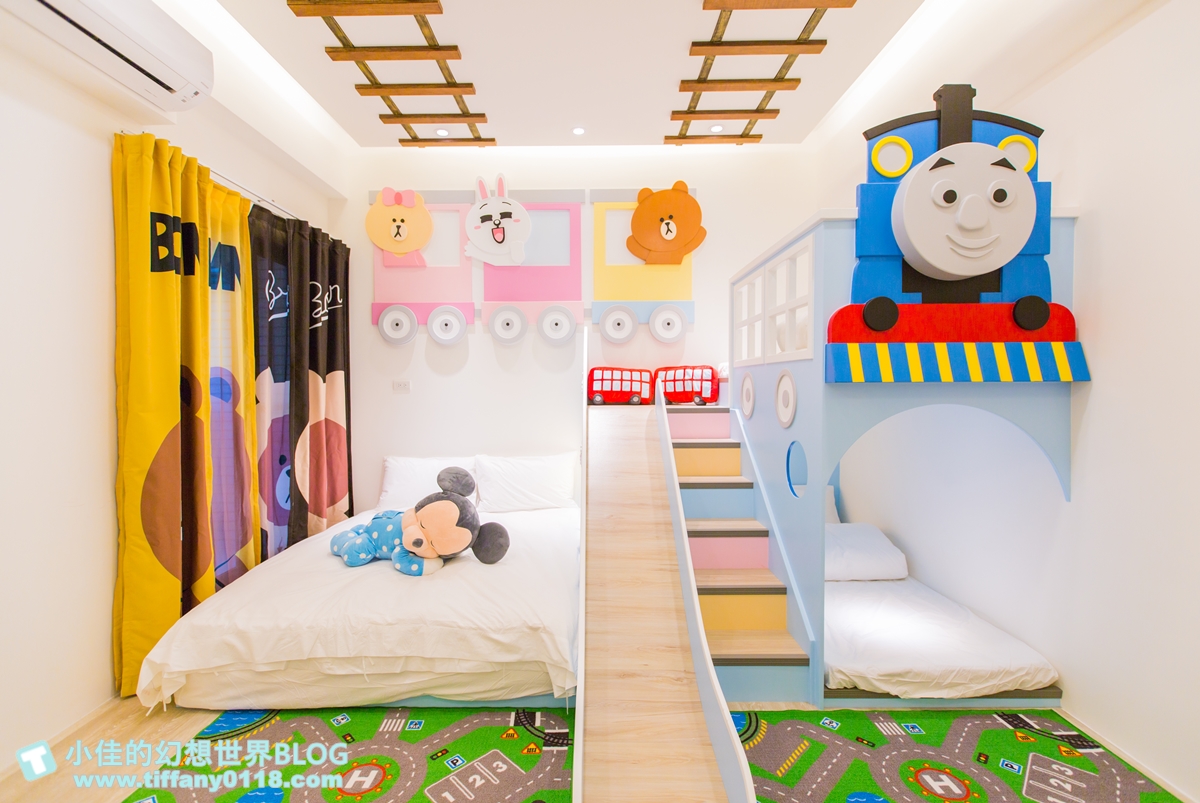 [宜蘭民宿]童樂天親子童玩民宿/米奇元素遊樂園大廳+馬可龍繽紛色系的主題滑梯房/宜蘭童玩節民宿推薦