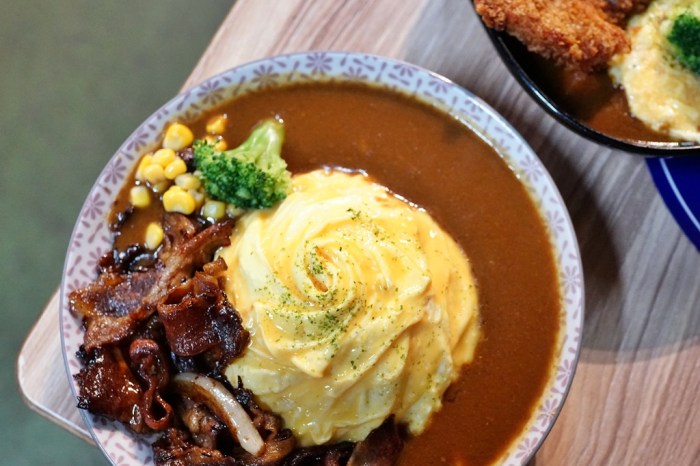 新竹美食│喜然泡飯咖哩。東門市場美食‧螺旋蛋包咖哩飯‧可免費續飯唷！