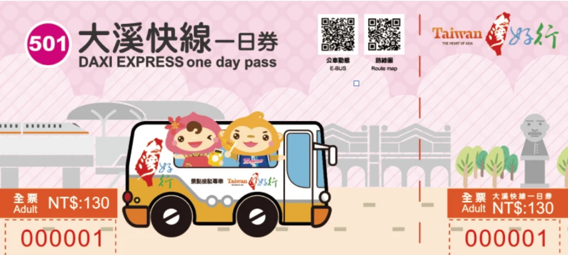 桃園一日遊必玩推薦|桃園揪搭興(大溪復興一日交通票券)/振興五倍券買一送一