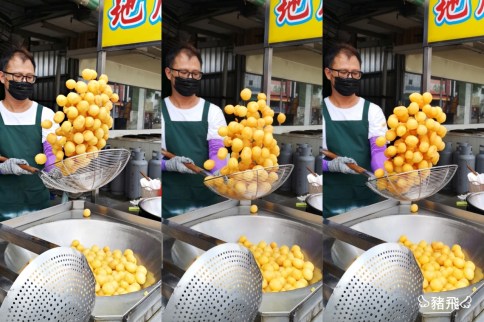 【台中】黃昏市場前每天下午三點營業就排隊的浮誇巨無霸地瓜球！皮薄酥脆，剛起鍋就掃光光～齊心地瓜球(霧峰總站)