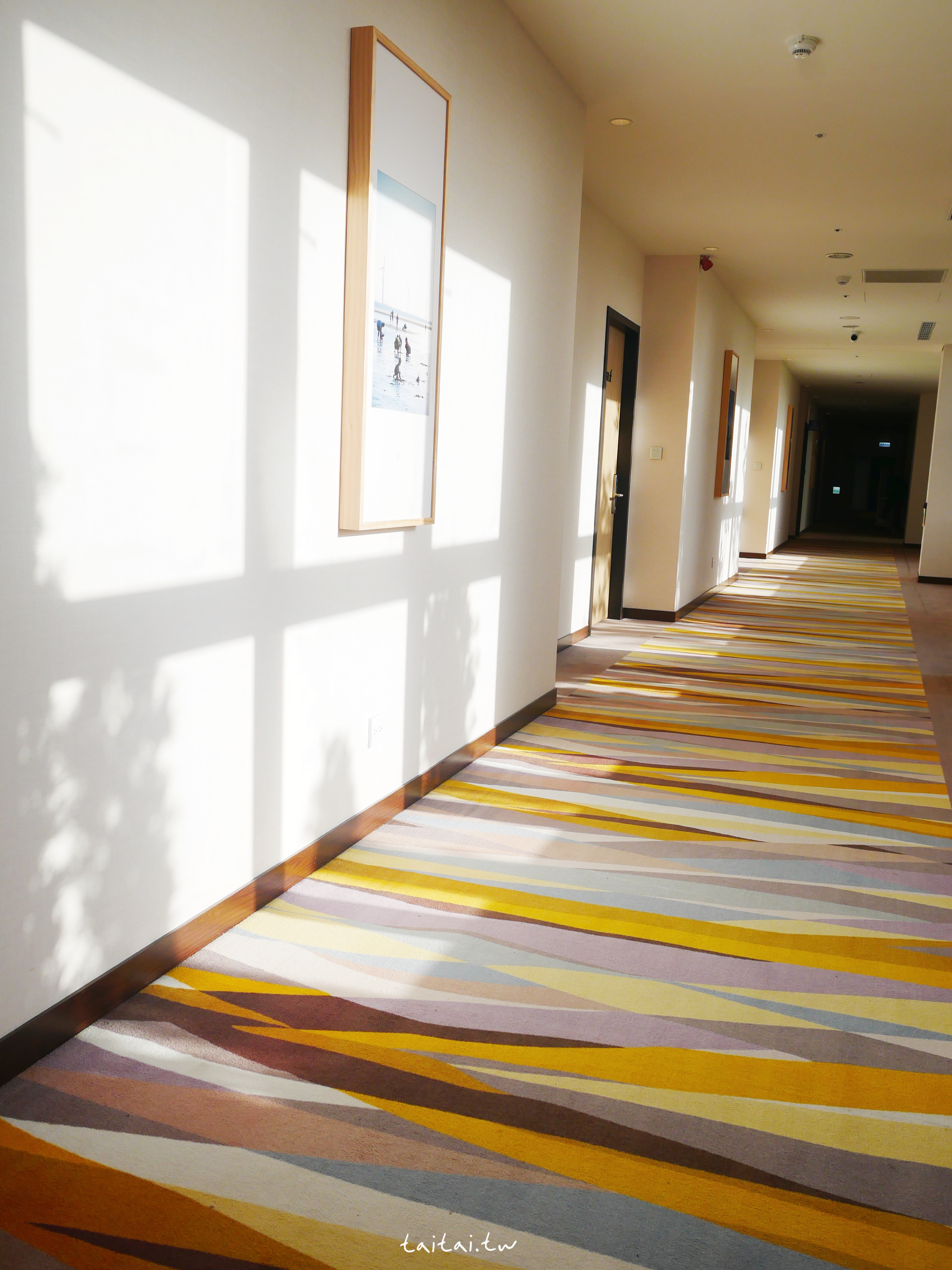 台中震大金鬱金香酒店室內走廊光影變化