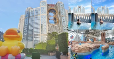 澳門最大「新濠影匯水上樂園」室內戶外一票玩到底！超刺激滑水道、唯美高空泳池美景 ~