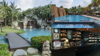 看照片朋友還以為出國去峇里島玩勒!南洋Villa泳池、星巴克、書坊等，還有超強早餐吃到飽
