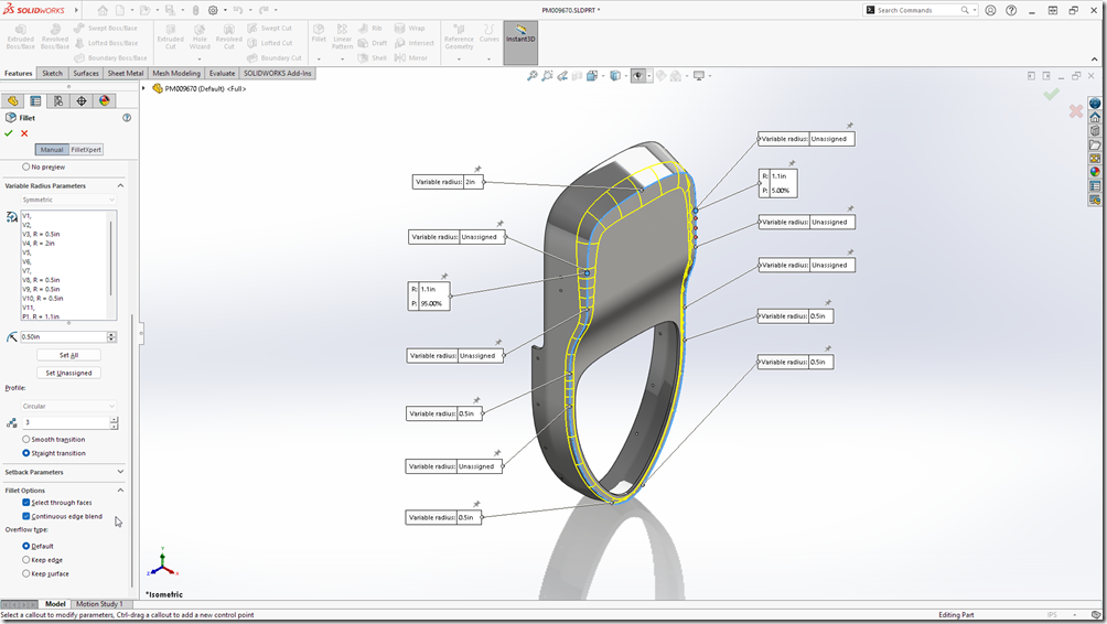 圖三:達梭系統SOLIDWORKS 2025增強功能_Smooth Variable Fillets 圖三:達梭系統SOLIDWORKS 2025增強功能_Smooth Variable Fillets
