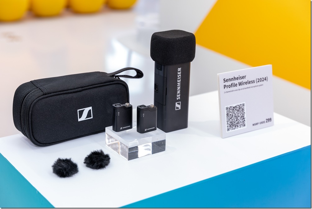 達發科技記者會中展出德國 Sennheiser 大廠 2024 年最新推出之數位創作者最佳神器 Profile Wireless 專業錄音設備