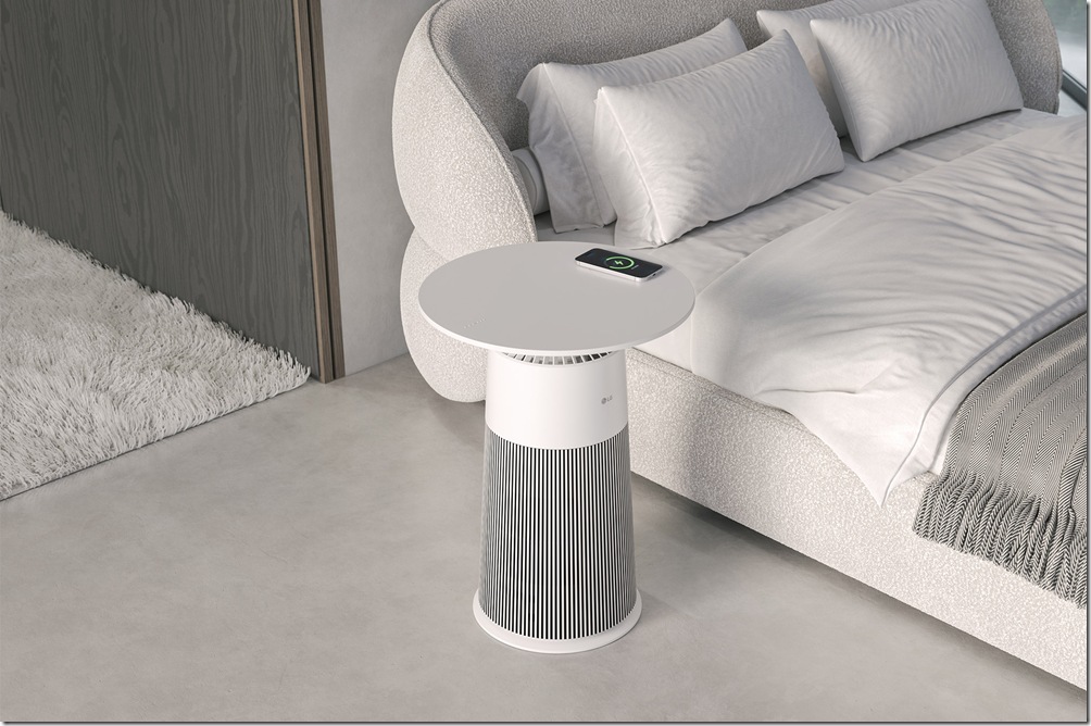 【新聞圖片4】LG PuriCare AeroFurniture新淨几採用回收的塑膠與礦物顆粒混合製成，形成獨特的「永續」紋理