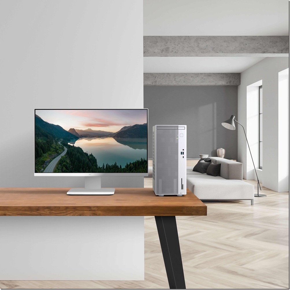 ASUS V500 Mini Tower的15L小巧機身設計，直立橫放隨心所欲，完美融入居家美學。