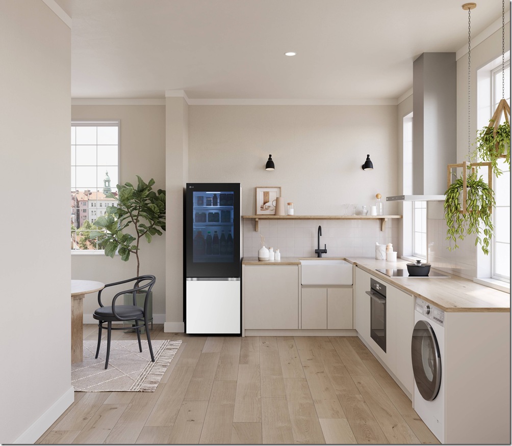 【新聞圖片1】LG InstaView敲敲看變頻雙門冰箱的淺色窄版搭配時尚美型設計為廚房增添質感
