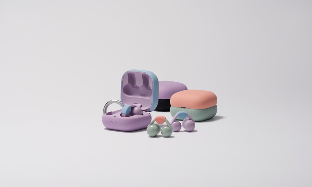 圖 4) LinkBuds Clip 時尚小巧的外型更搭配了繽紛色彩的耳墊和充電盒果凍套，保護機身的同時更可利用多色的選搭成為專屬個人風格的時尚配件。