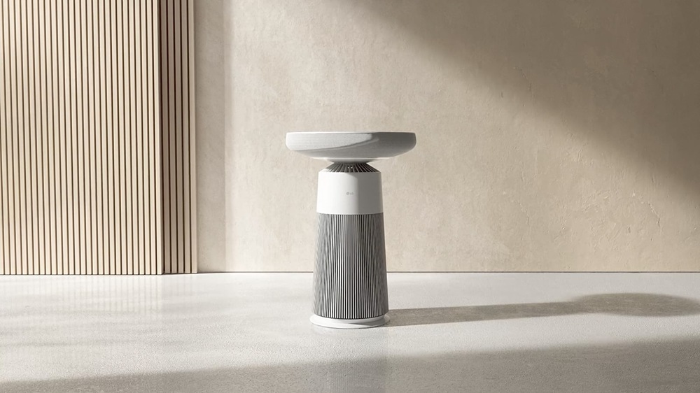 【新聞圖片1】LG AeroSpeaker 空氣清淨機採用360° 全方位進氣與淨化設計，有效去除過敏原、細菌
