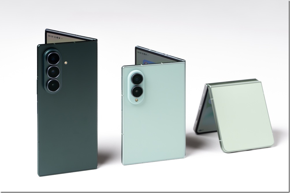 【新聞照片11】Galaxy Z系列三星商城限定色，左起：Z Fold8 Ultra 焙茶綠、Z Fold8 開心果綠與Z Flip8 薄荷綠